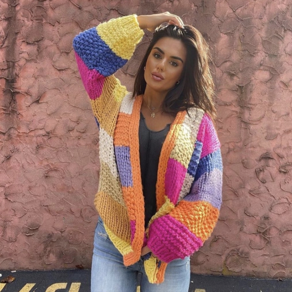 Colorful Patchwork Knit Sweater